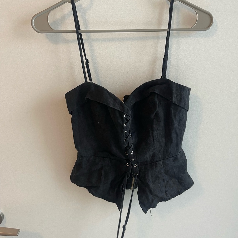 Reformation Black Lace-Up Women's Top